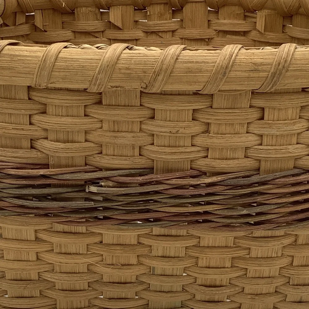 Vintage Handcrafted Tan Woven Basket
